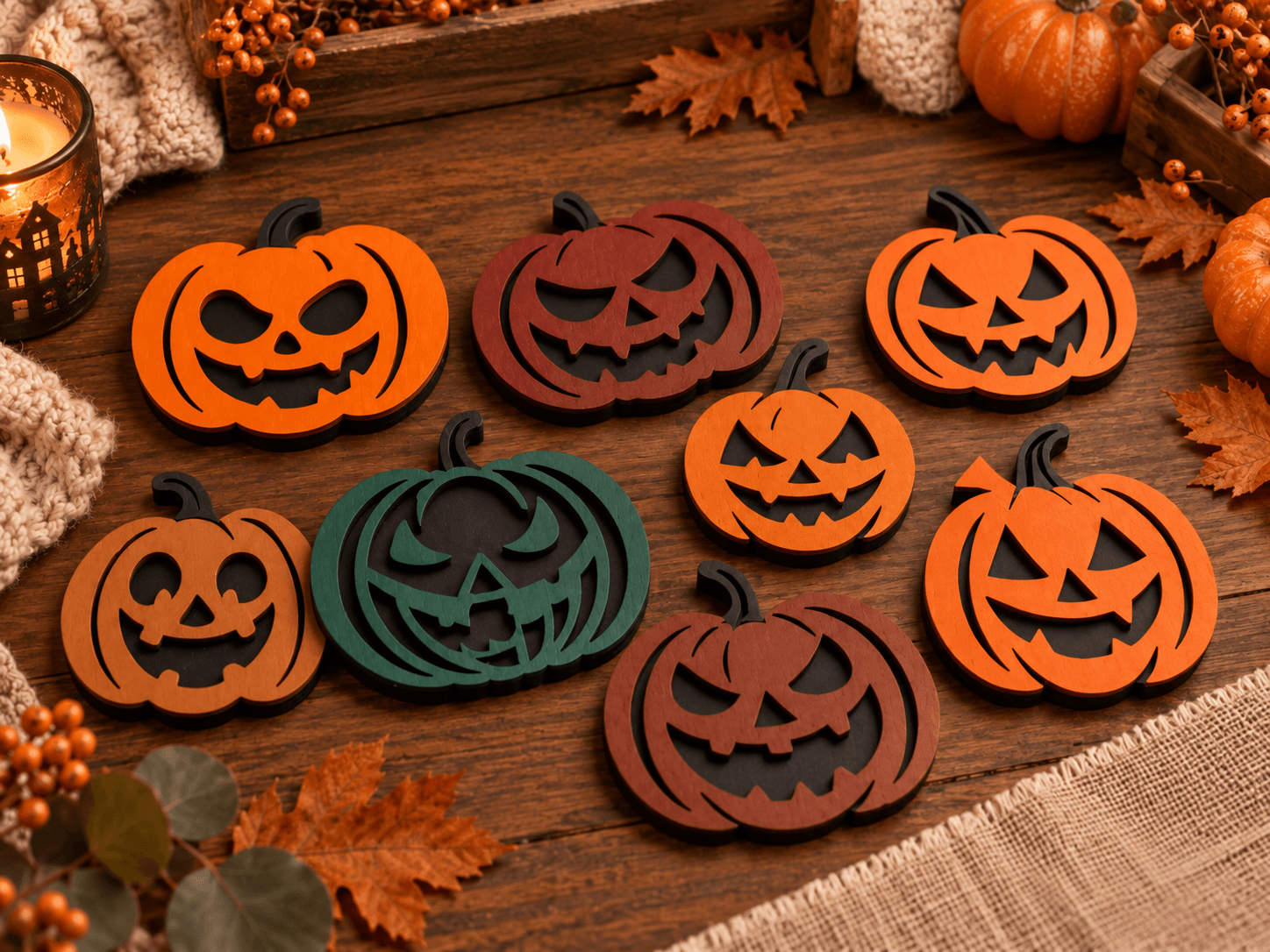 Calabazas colgantes a color