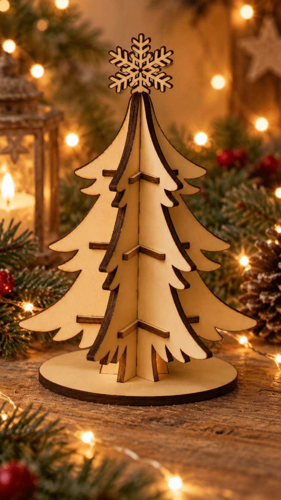 Árbol de Navidad de sobremesa en madera