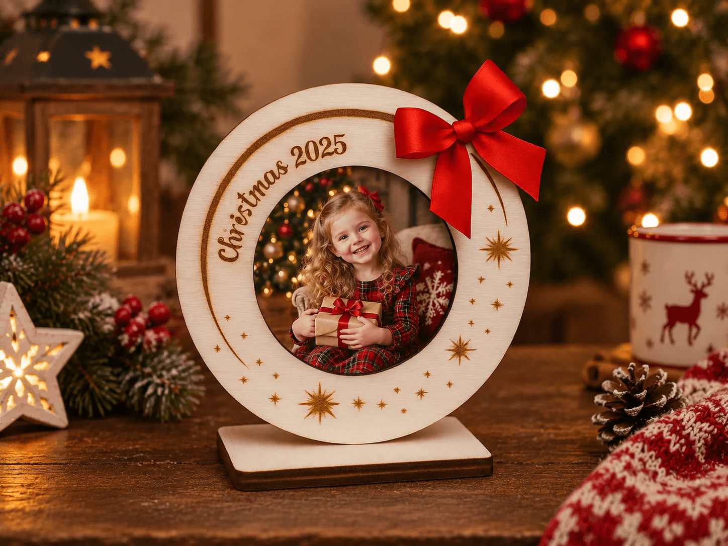 Adorno de sobremesa personalizado de Navidad con peana