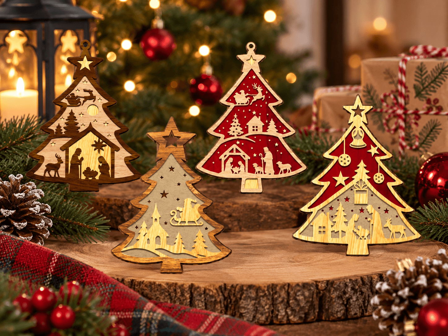 Árboles de Navidad decorativos de sobremesa con luz