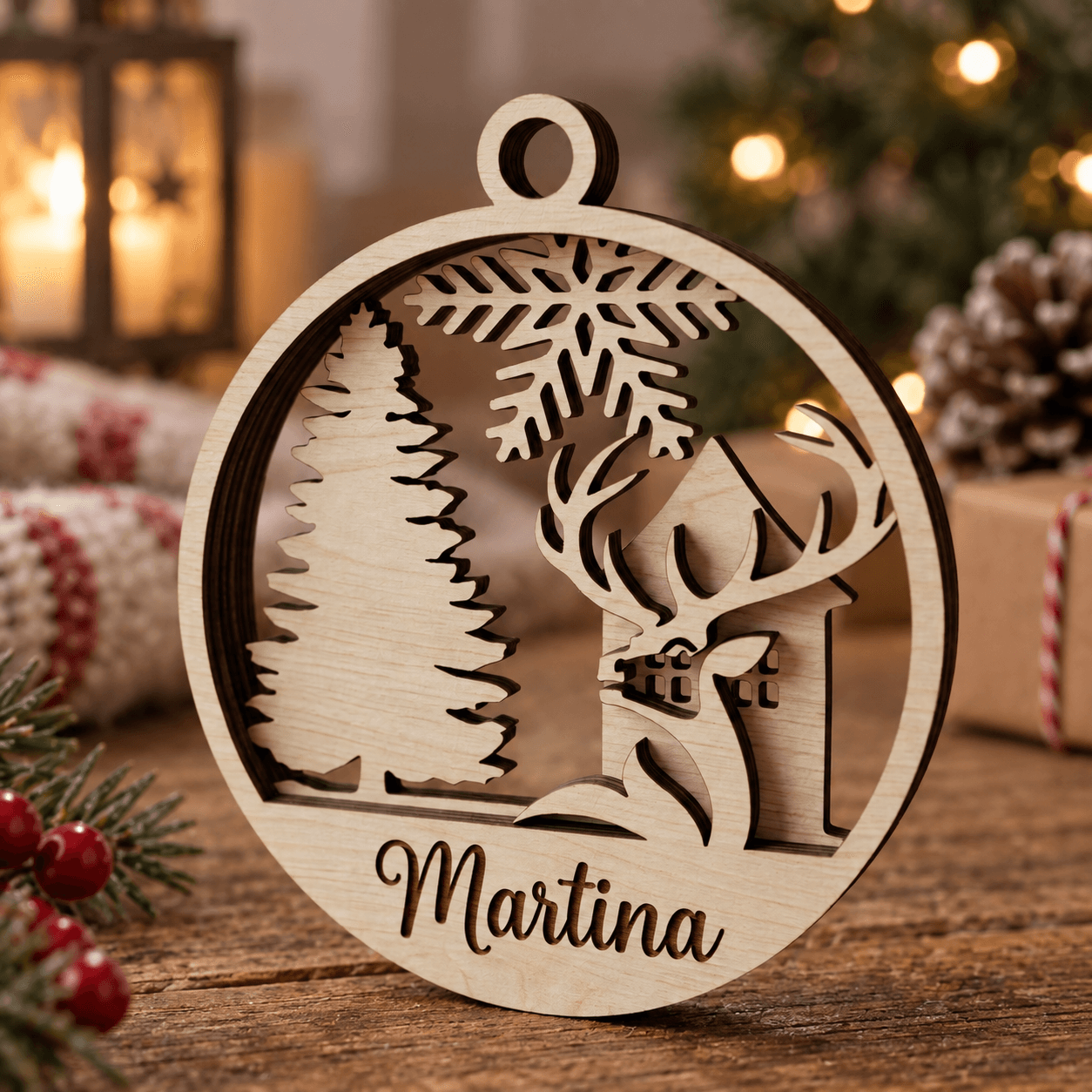 Bola de Navidad con ciervo y nombre