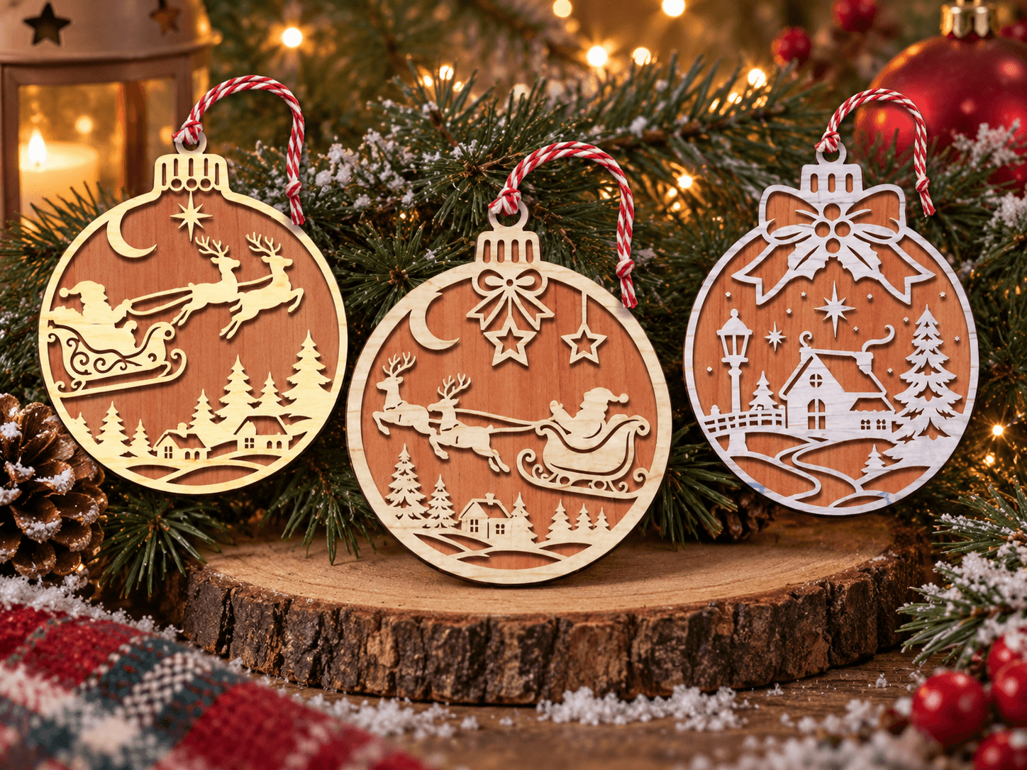 Bolas navideñas personalizadas en tonos cálidos
