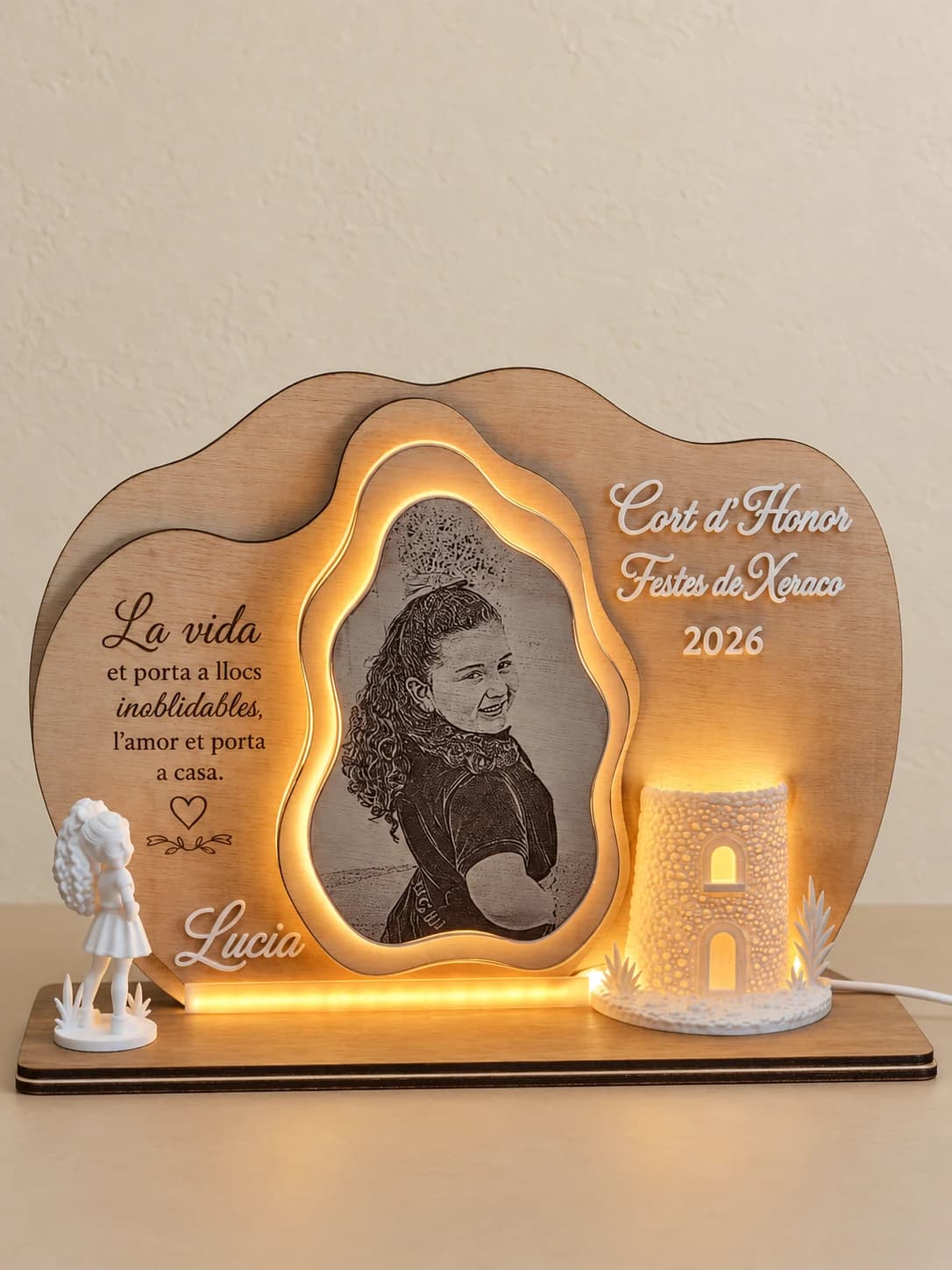 Recuerdo iluminado 3D personalizado