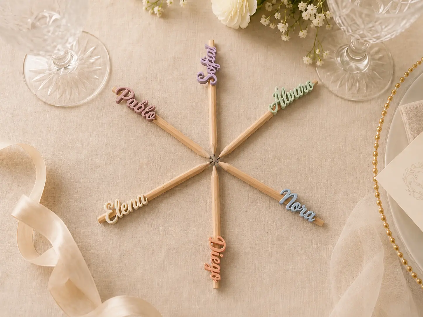 Lápices personalizado para boda hecho a mano por MariArT Natural - vista 2
