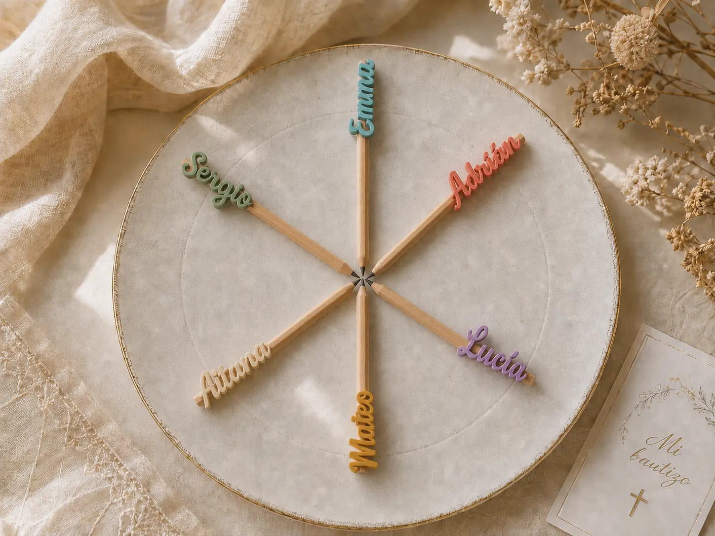 Lápices personalizado para boda hecho a mano por MariArT Natural - vista 3