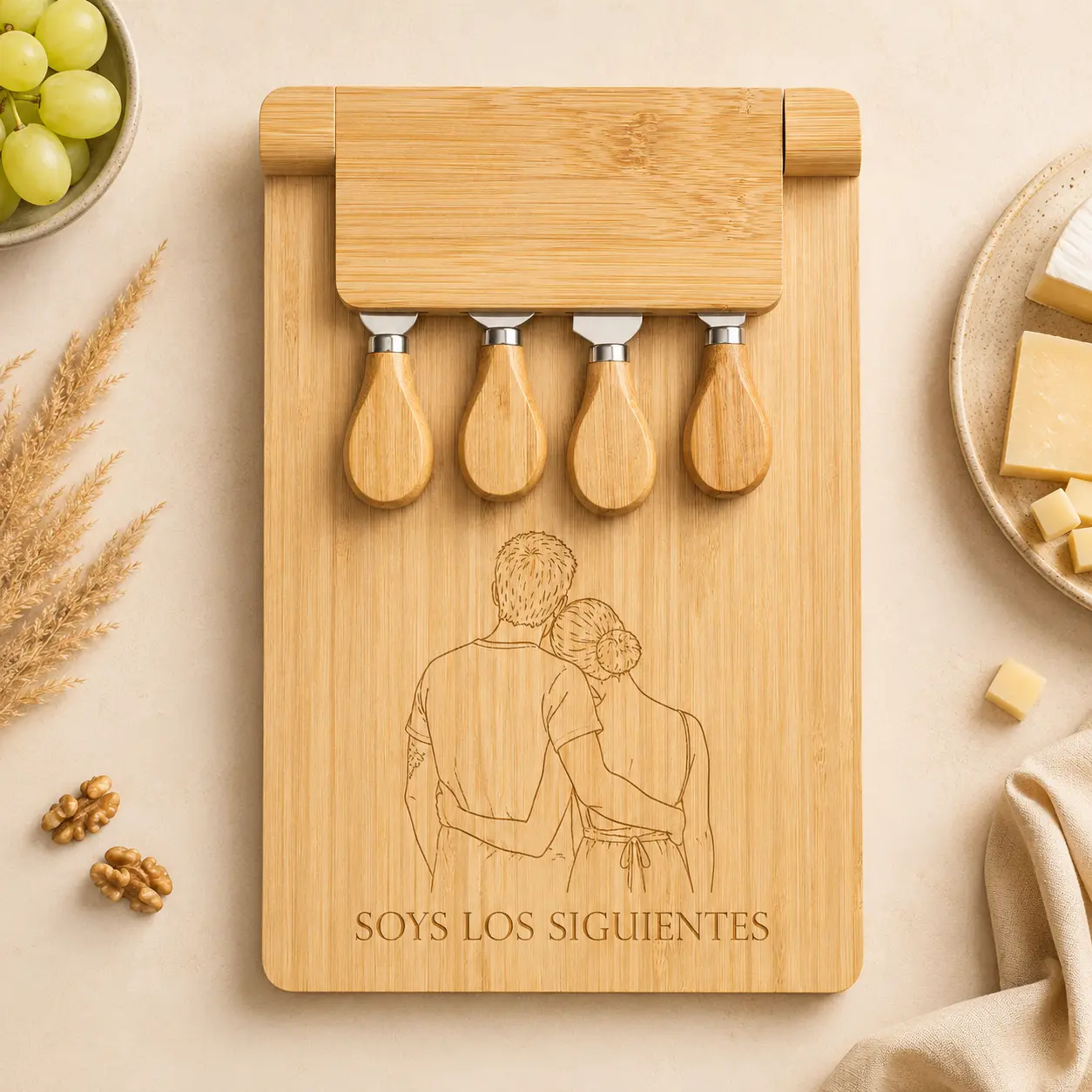 Tabla Gourmet de Quesos Personalizada personalizado para boda hecho a mano por MariArT Natural - vista 2