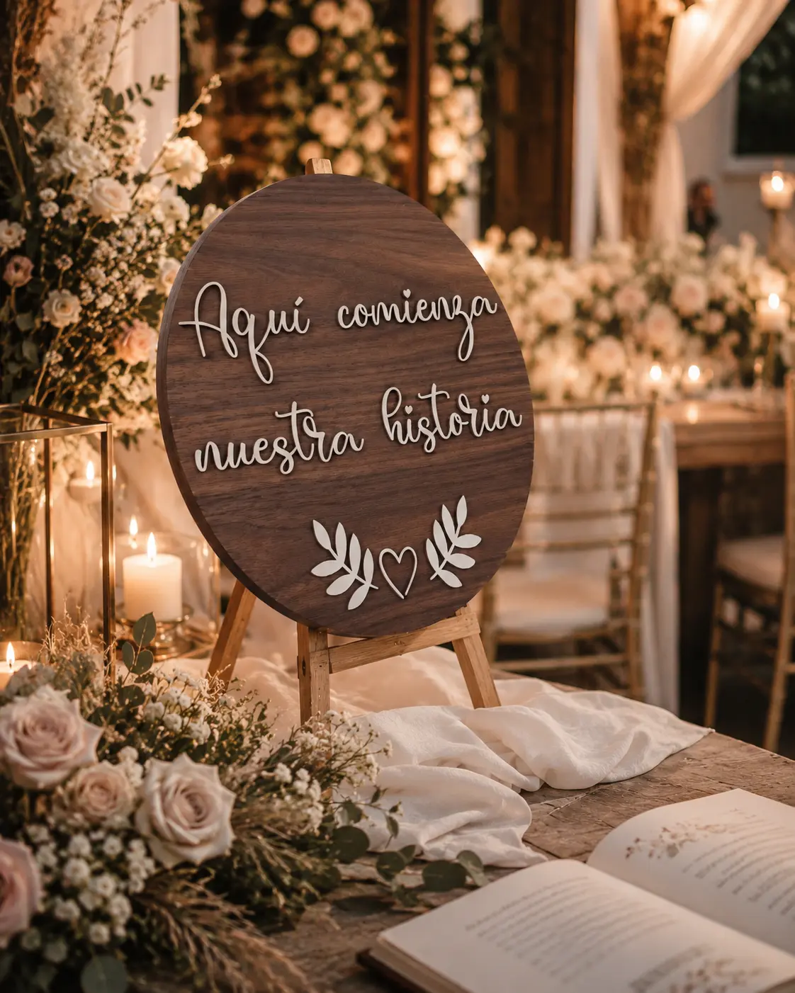 Círculo de bienvenida personalizado para boda hecho a mano por MariArT Natural - vista 2