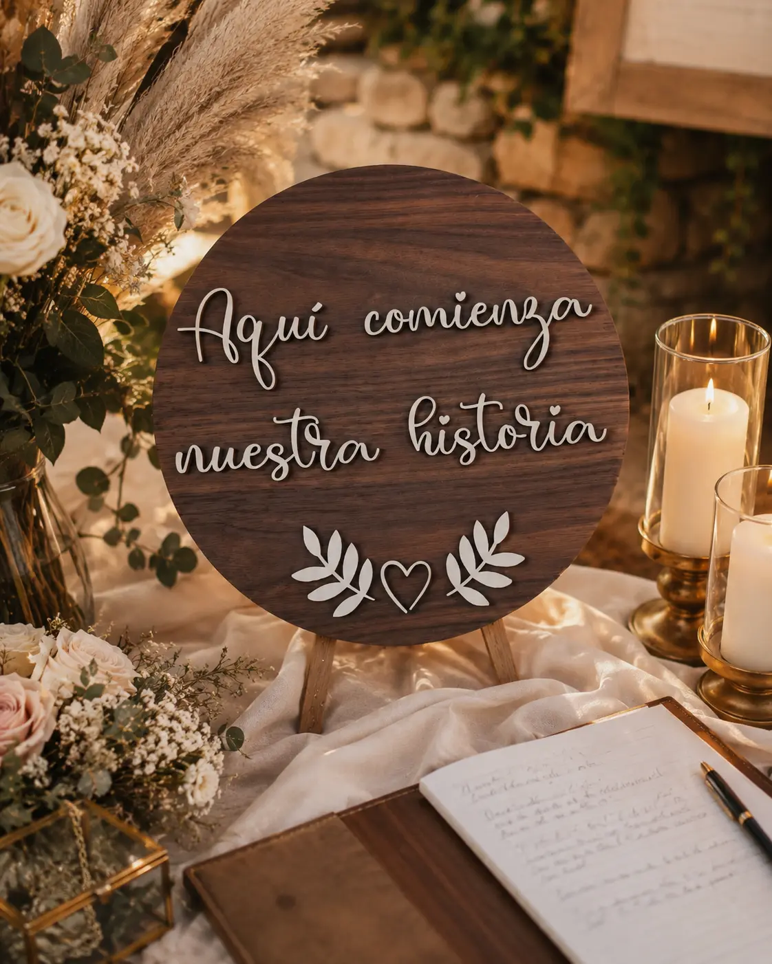 Círculo de bienvenida personalizado para boda hecho a mano por MariArT Natural - vista 3