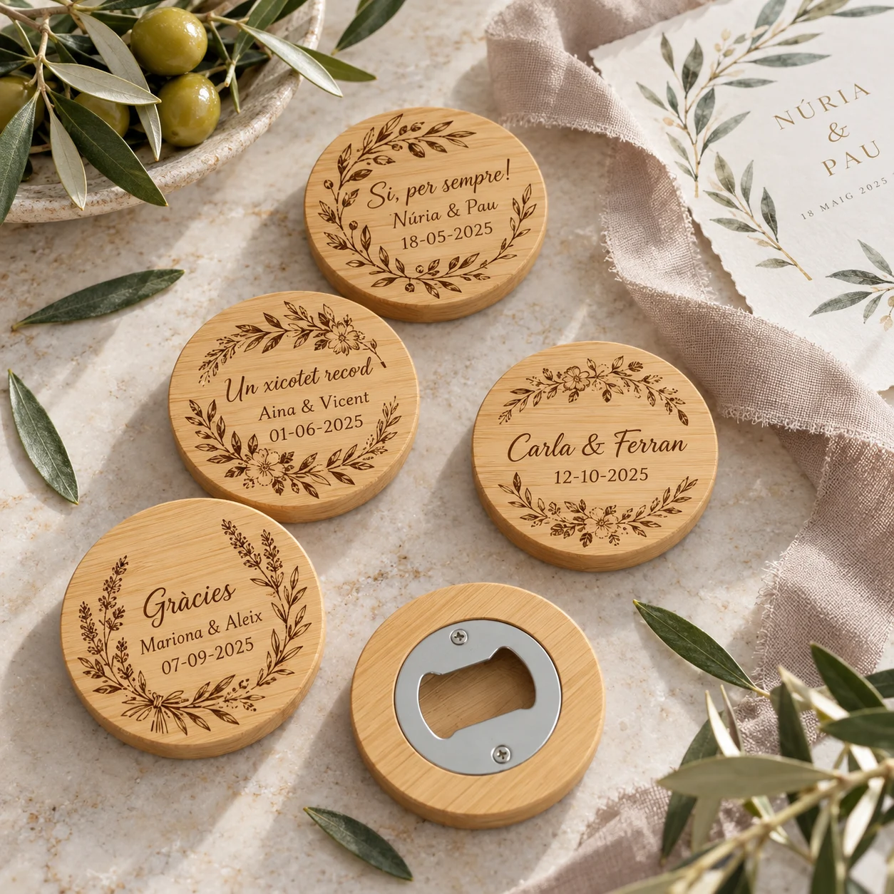 Abridores grabados para invitados de boda personalizados — foto 2