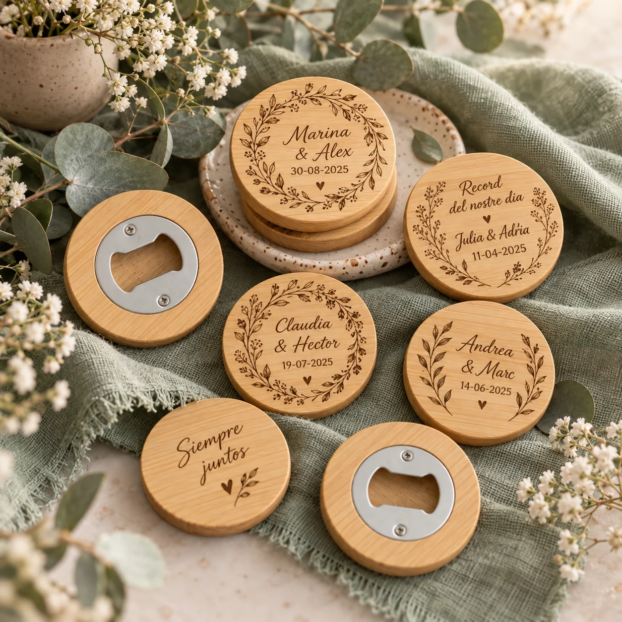 Abridores grabados para invitados de boda personalizados — foto 3