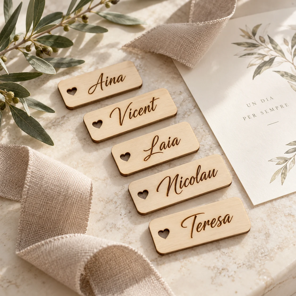 Marcasitios de boda personalizados en madera hechos a mano — foto 2