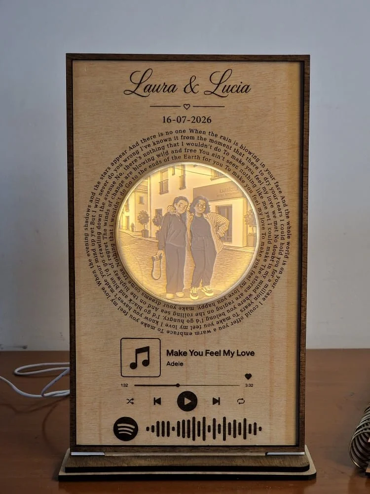 Cuadro Spotify personalizado con litofanía iluminada