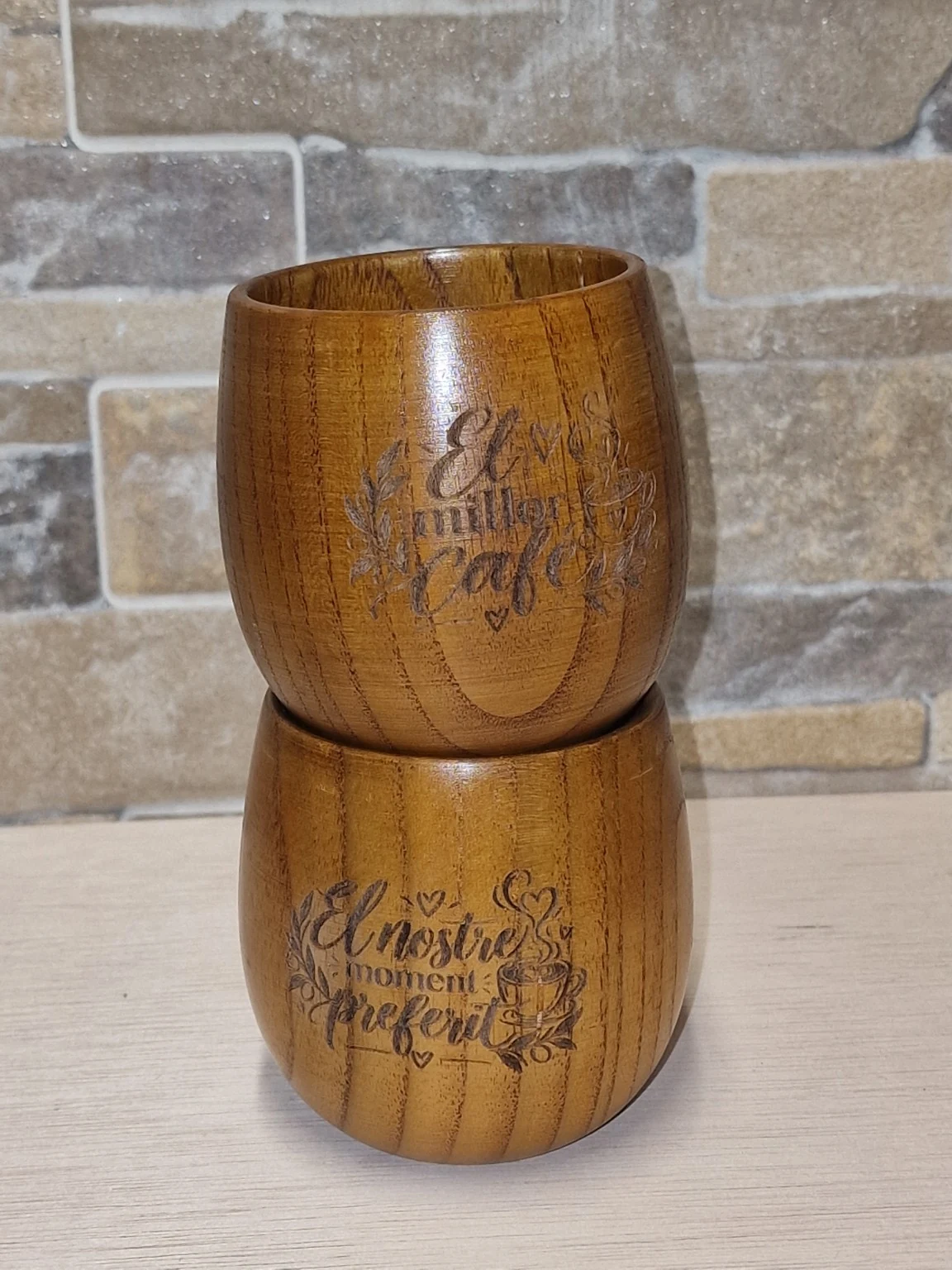 Set de tazas de café de madera personalizadas — foto 2