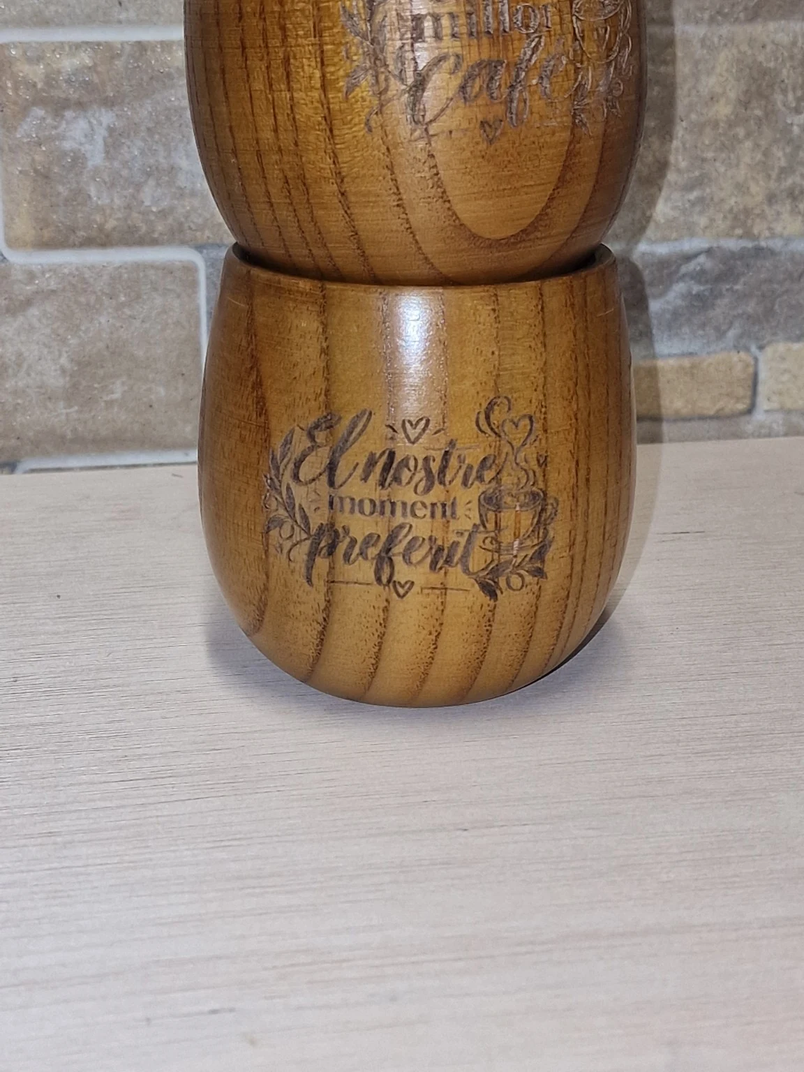 Set de tazas de café de madera personalizadas — foto 3