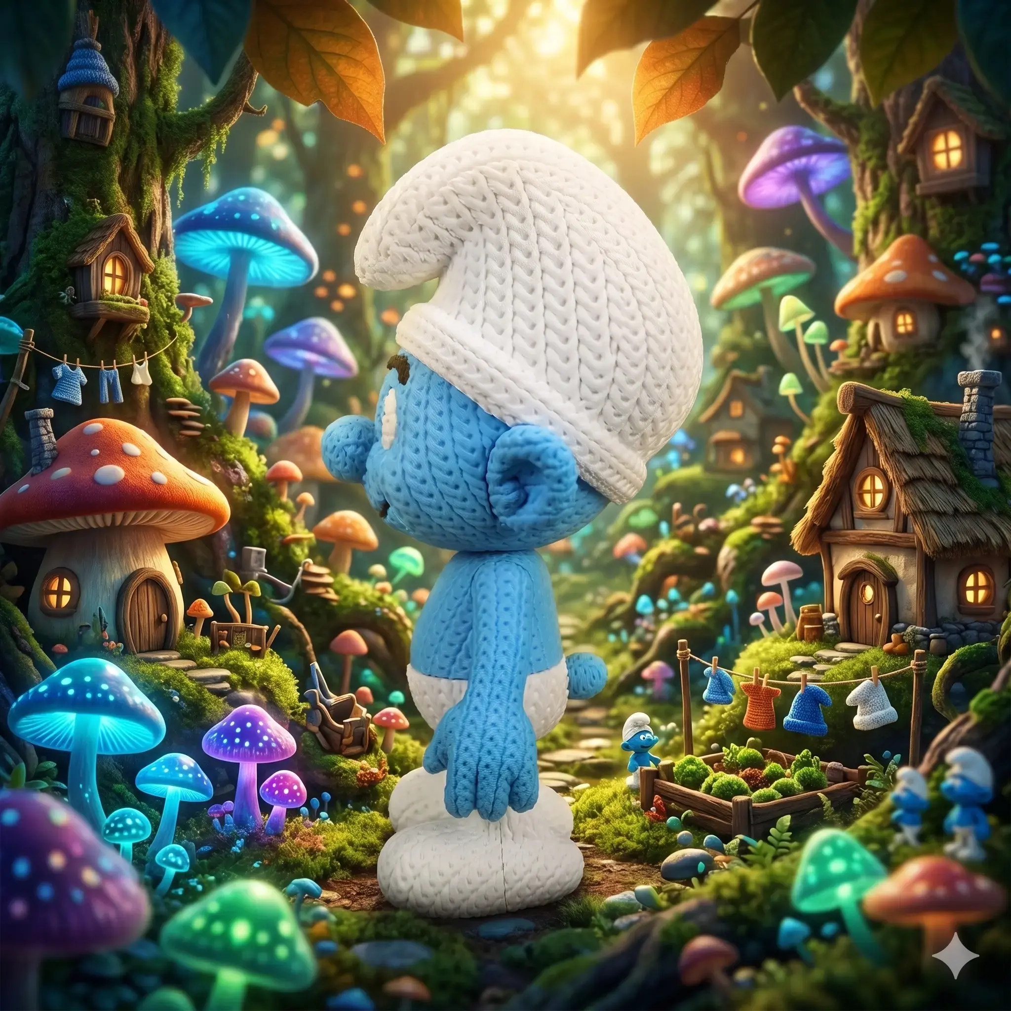 Habitante azul del bosque Crochet hecho a mano por MariArT Natural - vista 2