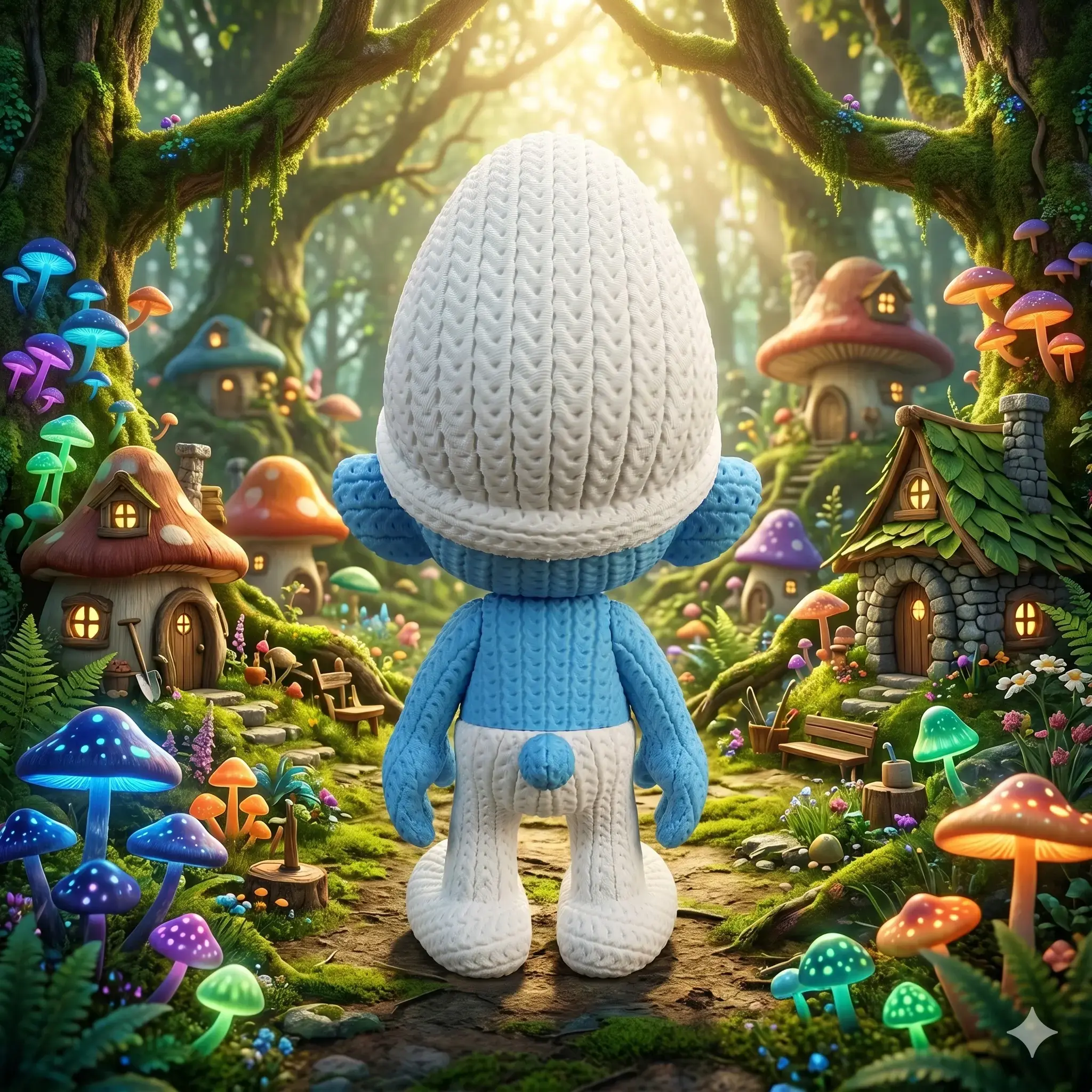 Habitante azul del bosque Crochet hecho a mano por MariArT Natural - vista 3