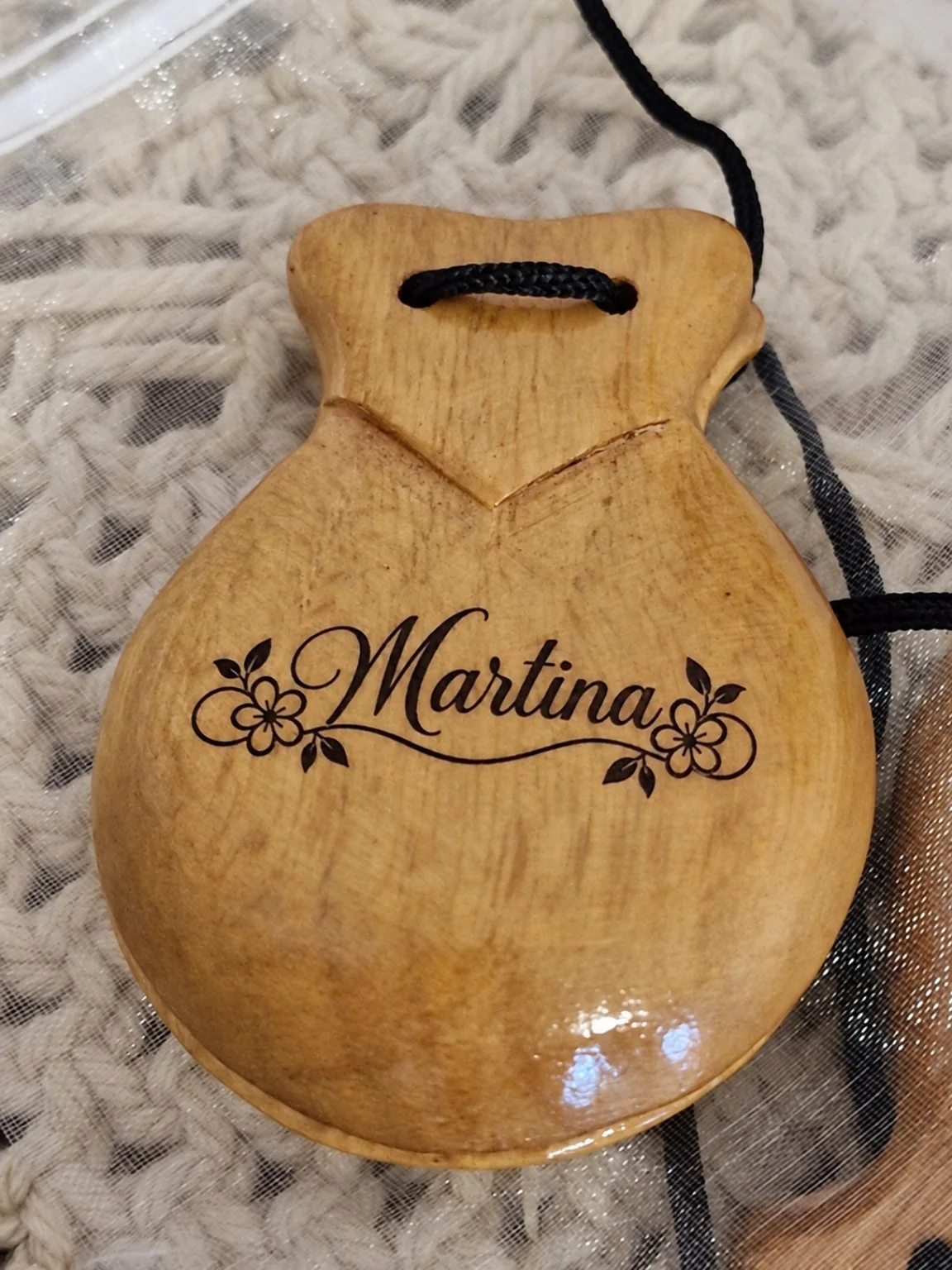 Castañuelas o castanyoles de madera personalizadas con nombre grabado — foto 4