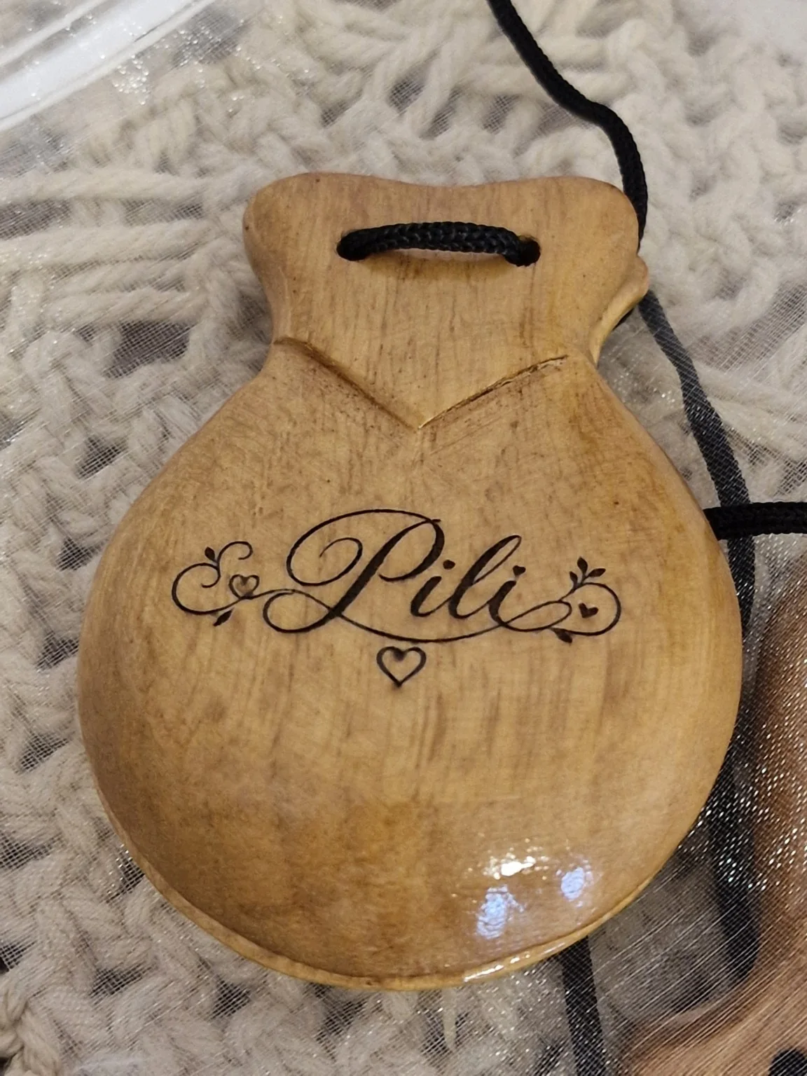 Castañuelas o castanyoles de madera personalizadas con nombre grabado — foto 2