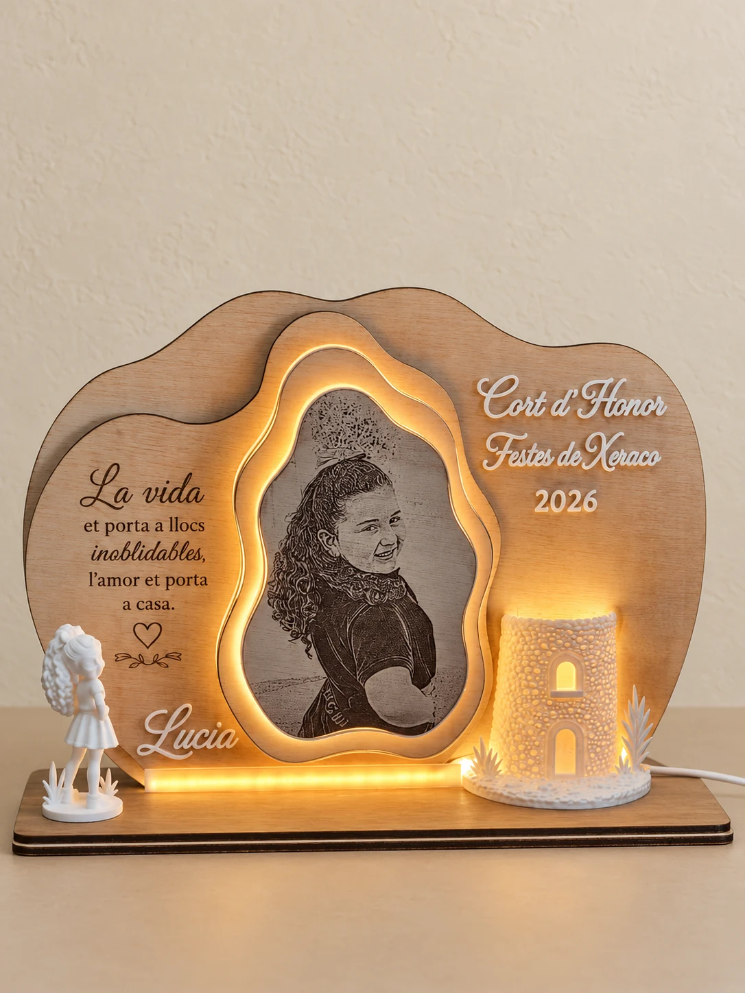 Recuerdo iluminado 3D personalizado